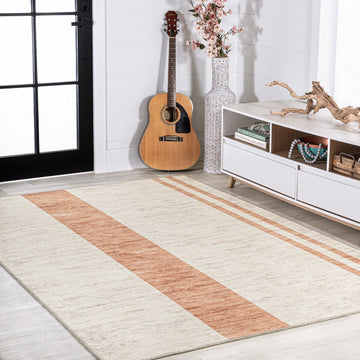 Raita Modern Distressed Stripe Machine-washable Area Rug